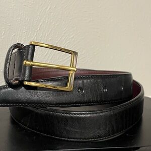 Brighton Black Leather Belt with Gold Buckle